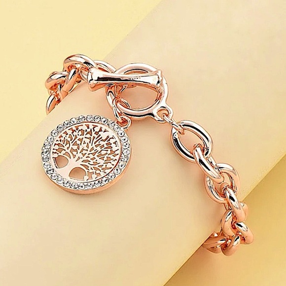 Rose Gold Tree Of Life Chain Link Bracelet - Picture 3 of 5